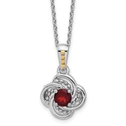 Lustrous Ridge Shey Couture Sterling Silver Rhodium-plated with 14k Accent Garnet 18 inch Necklace