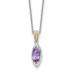 Crystal Star Shey Couture Sterling Silver Rhodium-plated with 14k Accent Marquise Amethyst Navette 18 inch with 2 inch Extension Necklace