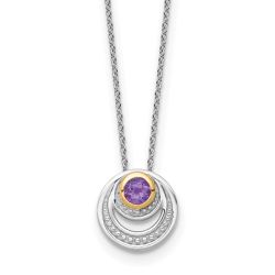 Emerald Rose Shey Couture Sterling Silver Rhodium-plated with 14k Accent Round Amethyst Swirl Circle 18 inch with 2 inch Extension Necklace