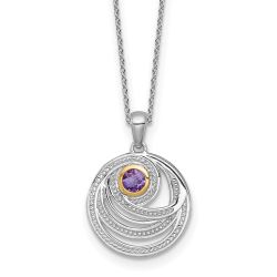 Warm Ash Clean Stream Shey Couture Sterling Silver Rhodium-plated with 14k Accent Round Amethyst Swirl Circle 18 inch with 2 inch Extension Necklace