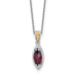 Graceful Sun Graceful Stream Shey Couture Sterling Silver Rhodium-plated with 14k Accent Marquise Garnet Navette 18 inch with 2 inch Extension Necklace