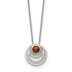 Twilight Camellia Shey Couture Sterling Silver Rhodium-plated with 14K Accent Round Garnet Swirl Circle 18 inch with 2 inch Extension Necklace