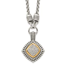 Sculpted Cove Shey Couture Sterling Silver with 14K Accent 17 Inch Antiqued Diamond Necklace