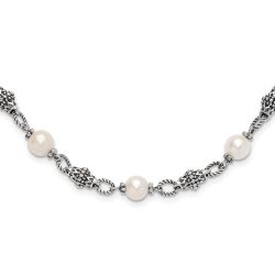 Pearl Wren Shey Couture Sterling Silver 20 Inch Antiqued  8-8.5mm Freshwater Cultured Pearl Necklace