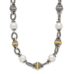 Velvet Violet Shey Couture Sterling Silver with 14K Accent 18 Inch Antiqued 8mm Freshwater Cultured Pearl Necklace