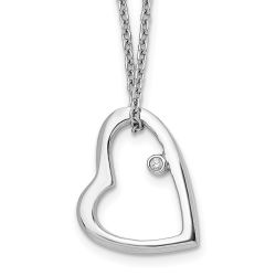 Starlit Comet Moonlit Harbor White Ice Sterling Silver Rhodium-plated 18 Inch Diamond Open Heart Necklace with 2 Inch Extender