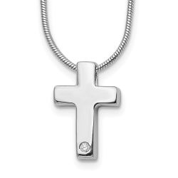Delicate Prelude White Ice Sterling Silver Rhodium-plated 18 Inch Diamond Cross Necklace with 2 Inch Extender