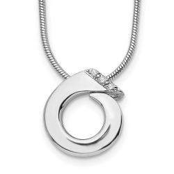 Classic Aurora Warm Anthem White Ice Sterling Silver Rhodium-plated 18 Inch Open Circle Diamond Necklace with 2 Inch Extender