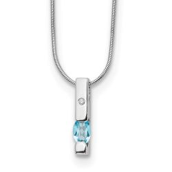 Golden Halo White Ice Sterling Silver Rhodium-plated 18 inch  Diamond and Blue Topaz Necklace with 2 inch Extender