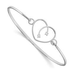 Evander White Ice Sterling Silver Rhodium-plated Diamond Heart Bangle