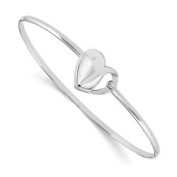 Evander White Ice Sterling Silver Rhodium-plated Diamond Heart Bangle Bracelet