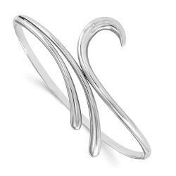 Thorne White Ice Sterling Silver Rhodium-plated Diamond Swirl Bangle Bracelet