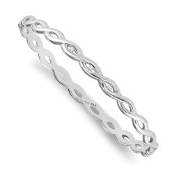 Astra White Ice Sterling Silver Rhodium-plated Diamond Twist Bangle