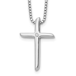 Ivory Solstice White Ice Sterling Silver Rhodium-plated 18 Inch Diamond Cross Necklace with 2 Inch Extender