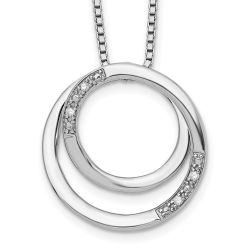 Modern Ember Subtle Sonata White Ice Sterling Silver Rhodium-plated 18 Inch Diamond Necklace with 2 Inch Extender