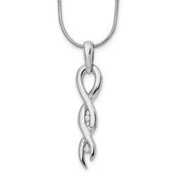 Bright Prelude White Ice Sterling Silver Rhodium-plated Diamond 18 Inch Twist Necklace with 2 Inch Extender