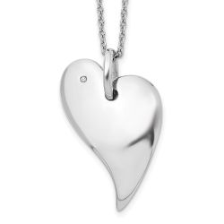 Quiet Maple Summer Orchid White Ice Sterling Silver Rhodium-plated 18 Inch Diamond Heart Necklace with 2 Inch Extender