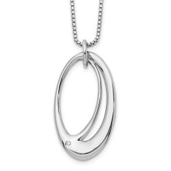 Calm Violet White Ice Sterling Silver Rhodium-plated 18 Inch Open Oval Diamond Necklace with 2 Inch Extender