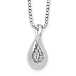 Eden White Ice Sterling Silver Rhodium-plated 18 Inch Diamond Teardrop Necklace with 2 Inch Extender