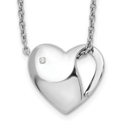 Radiant Cove White Ice Sterling Silver Rhodium-plated 18 Inch Diamond Heart Necklace with 2 Inch Extender