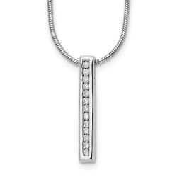 Oberon Refined Halo White Ice Sterling Silver Rhodium-plated 18 Inch Chanel-set Diamond Vertical Bar Necklace with 2 Inch Extender