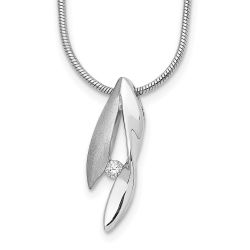 Azure Ridge White Ice Sterling Silver Rhodium-plated Satin and Polished 18 Inch Diamond Necklace with 2 Inch Extender