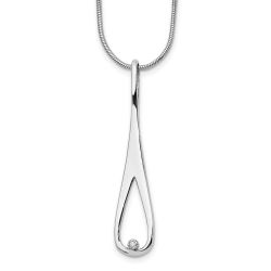 Regal Violet Summer Solstice White Ice Sterling Silver Rhodium-plated 18 Inch Diamond Open Teardrop Necklace with 2 Inch Extender
