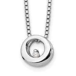 Autumn Cascade Brilliant Prelude White Ice Sterling Silver Rhodium-plated 18 Inch Diamond Open Circle Necklace with 2 Inch Extender