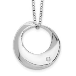 Sleek Maple Winter Laurel White Ice Sterling Silver Rhodium-plated 18 Inch Diamond Open Circle Necklace with 2 Inch Extender