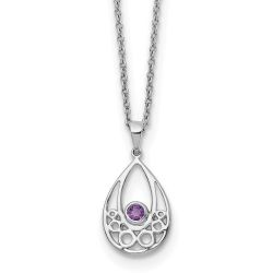 Silken Willow White Ice Sterling Silver Rhodium-plated 18 inch Amethyst Necklace with 2 inch Extender
