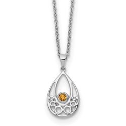 Noble Elm Iridescent Opus White Ice Sterling Silver Rhodium-plated 18 inch Citrine Necklace with 2 inch Extender