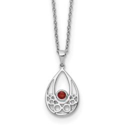 Sapphire Echo Graceful Meadow White Ice Sterling Silver Rhodium-plated 18 inch Garnet Necklace with 2 inch Extender