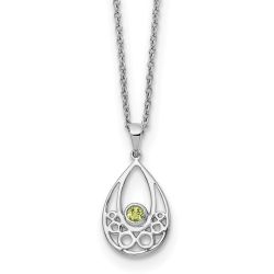 Birch  Dahlia White Ice Sterling Silver Rhodium-plated 18 inch Peridot Necklace with 2 inch Extender