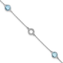 Maris White Ice Sterling Silver Rhodium-plated 6.25 Inch Blue Topaz and Diamond Bracelet with 1 Inch Extender
