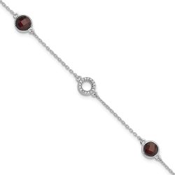 Elara White Ice Sterling Silver Rhodium-plated 6.25 inch Diamond and Garnet Bracelet plus 1inch extender