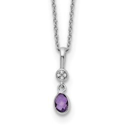 Refined Valley Regal Iris White Ice Sterling Silver Rhodium-plated 18 Inch Amethyst and Diamond Necklace with 2 Inch Extender