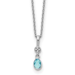 Graceful Echo White Ice Sterling Silver Rhodium-plated 18 inch Diamond and Blue Topaz  Necklace with 2 inch Extender