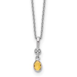 Azure Aria White Ice Sterling Silver Rhodium-plated 18 inch Diamond and Citrine Necklace with 2 inch Extender