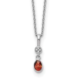 Twilight Pebble White Ice Sterling Silver Rhodium-plated 18 inch Diamond and Garnet  Necklace with 2 inch Extender