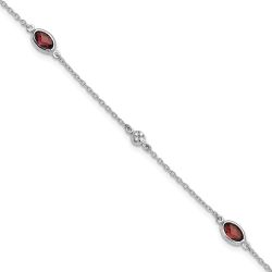 Liora White Ice Sterling Silver Rhodium-plated 7.5 inch Diamond and Garnet Bracelet with1.25 inch Extender
