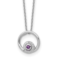 Gilded Violet Winter Iris White Ice Sterling Silver Rhodium-plated 18 inch Diamond and Amethyst Necklace with a 2 inch Extender