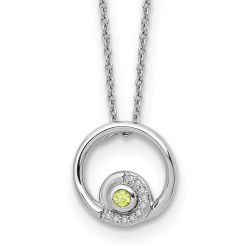 Classic Elm Brilliant Brook White Ice Sterling Silver Rhodium-plated 18 inch Diamond and Peridot Necklace plus 2 inch Extender