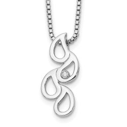 Serenade Velvet Jasmine White Ice Sterling Silver Rhodium-plated 18 Inch Diamond Raindrop Slide Necklace