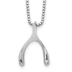 Serene Cove White Ice Sterling Silver Rhodium-plated 18 Inch Diamond Wishbone Slide Pendant Necklace with 2 Inch Extender