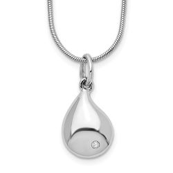 Velvet Zephyr Polished Laurel White Ice Sterling Silver Rhodium-plated 18 Inch Diamond Teardrop Necklace with 2 Inch Extender