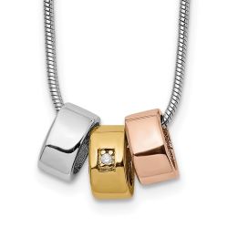 Radiant Ember White Ice Sterling Silver Rhodium-plated Rose and Gold-tone 18 Inch Diamond Necklace with 2 Inch Extender