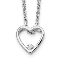 Radiant Maple White Ice Sterling Silver Rhodium-plated 18 Inch Diamond Open Heart Necklace with 2 Inch Extender