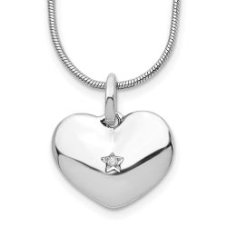 Aria White Ice Sterling Silver Rhodium-plated 18 Inch Diamond Heart Necklace with 2 Inch Extender