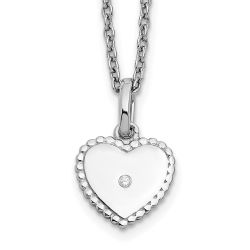 Polished Meadow White Ice Sterling Silver Rhodium-plated 18 Inch Diamond Heart Necklace with 2 Inch Extender