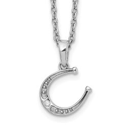 Sonata Rosy Maple White Ice Sterling Silver Rhodium-plated 18 Inch Diamond Horseshoe Necklace with 2 Inch Extender